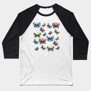 Butterfly Pattern - Washed out Coloured Red Blue And Yellow Baseball T-Shirt